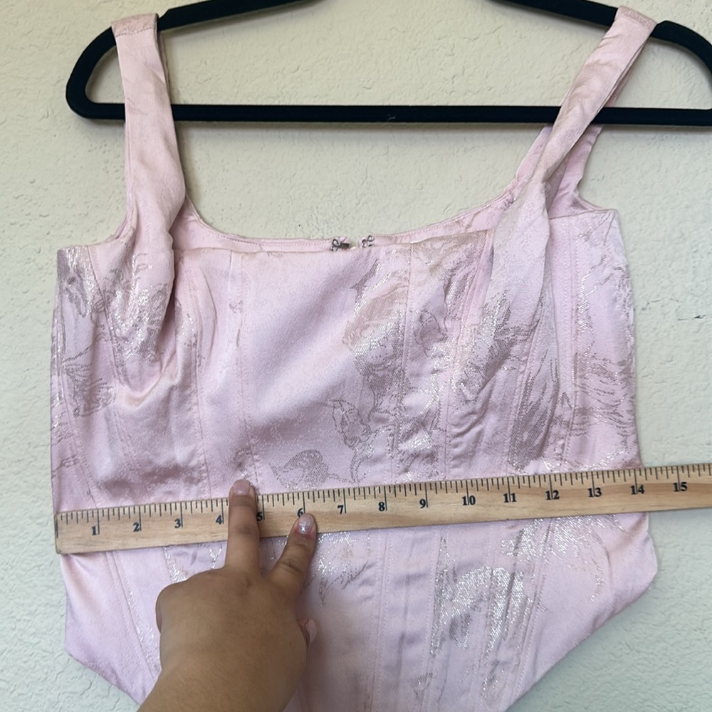 HOUSE OF CB 'Rafa' Pink Floral Satin Longline Corset NWOT size S - Picture 8 of 12
